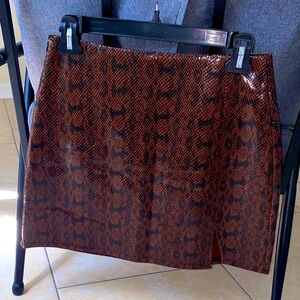 Brown Snake Print Skirt